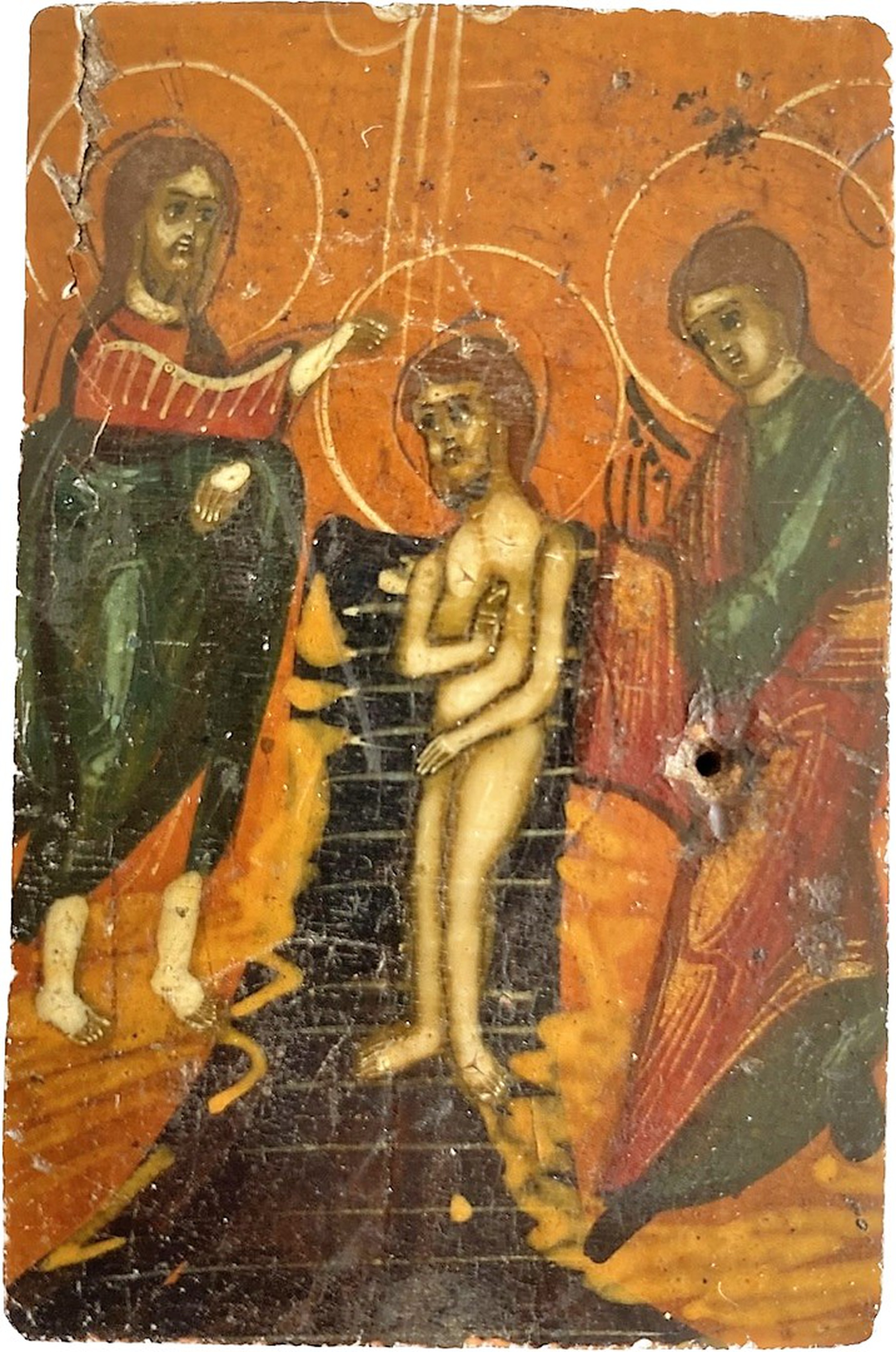 Икона мини крещение Господне 19 век