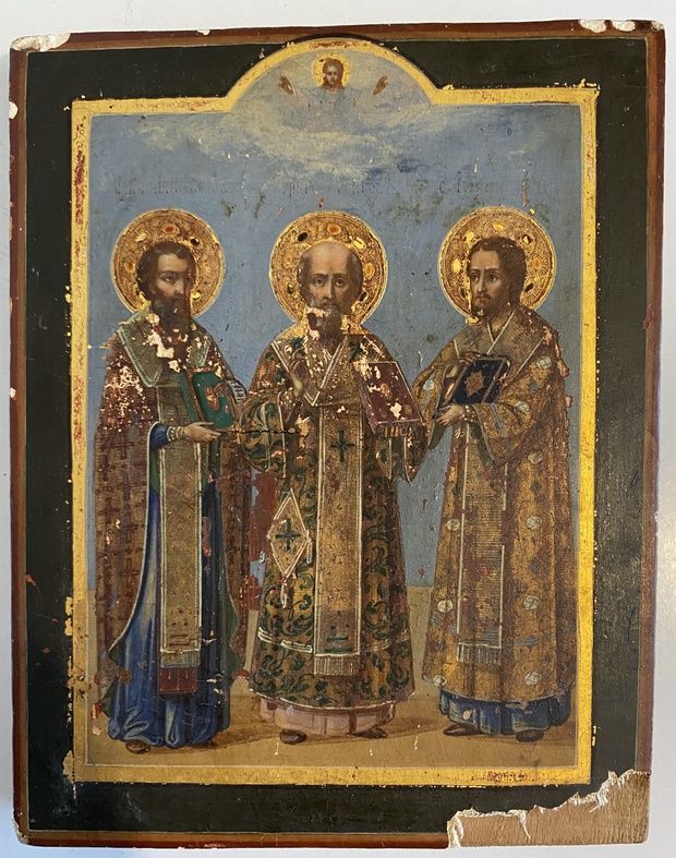 Икона Василий Григорий Иоанн Москва 19 век
