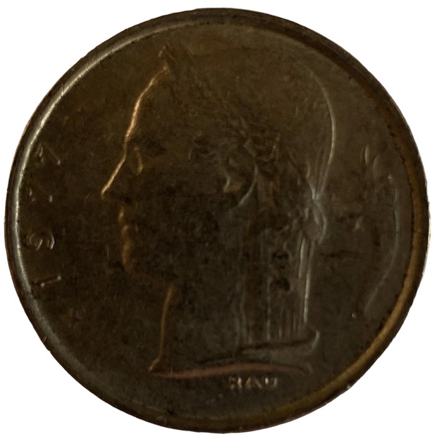 Иностранная монета 1 франк 1977 год Бельгия