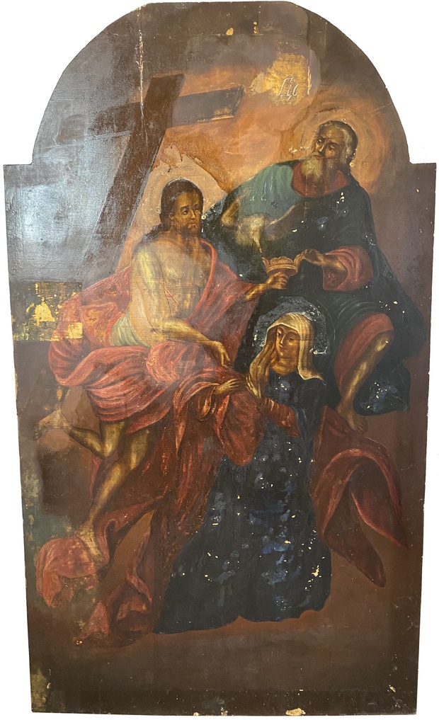 Икона Храмовая старинная Коронование Пресвятой Богородицы 19 век