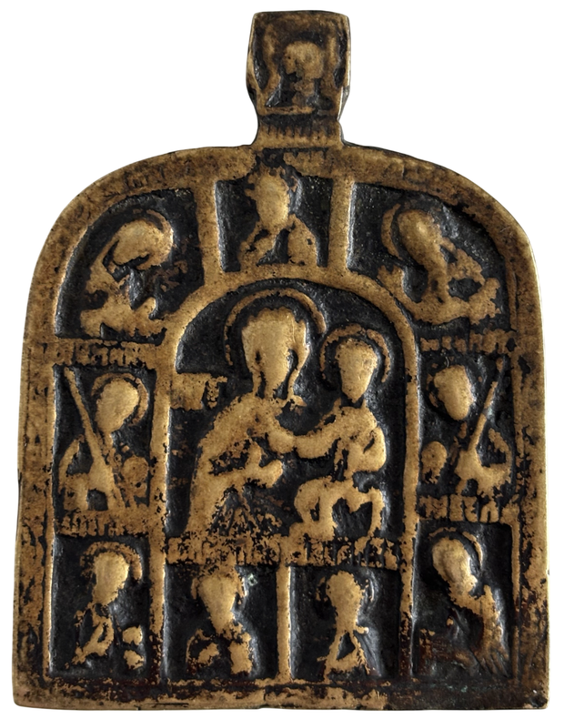 Икона Одигитрия с Деисусом Архангелами и избранными святыми 18 век