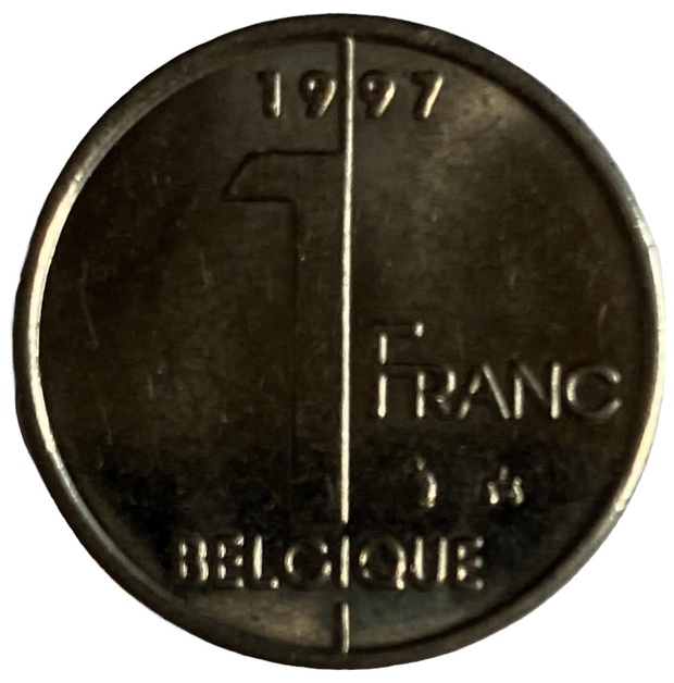 Иностранная монета 1 франк бельгийский Бельгия 1997 год