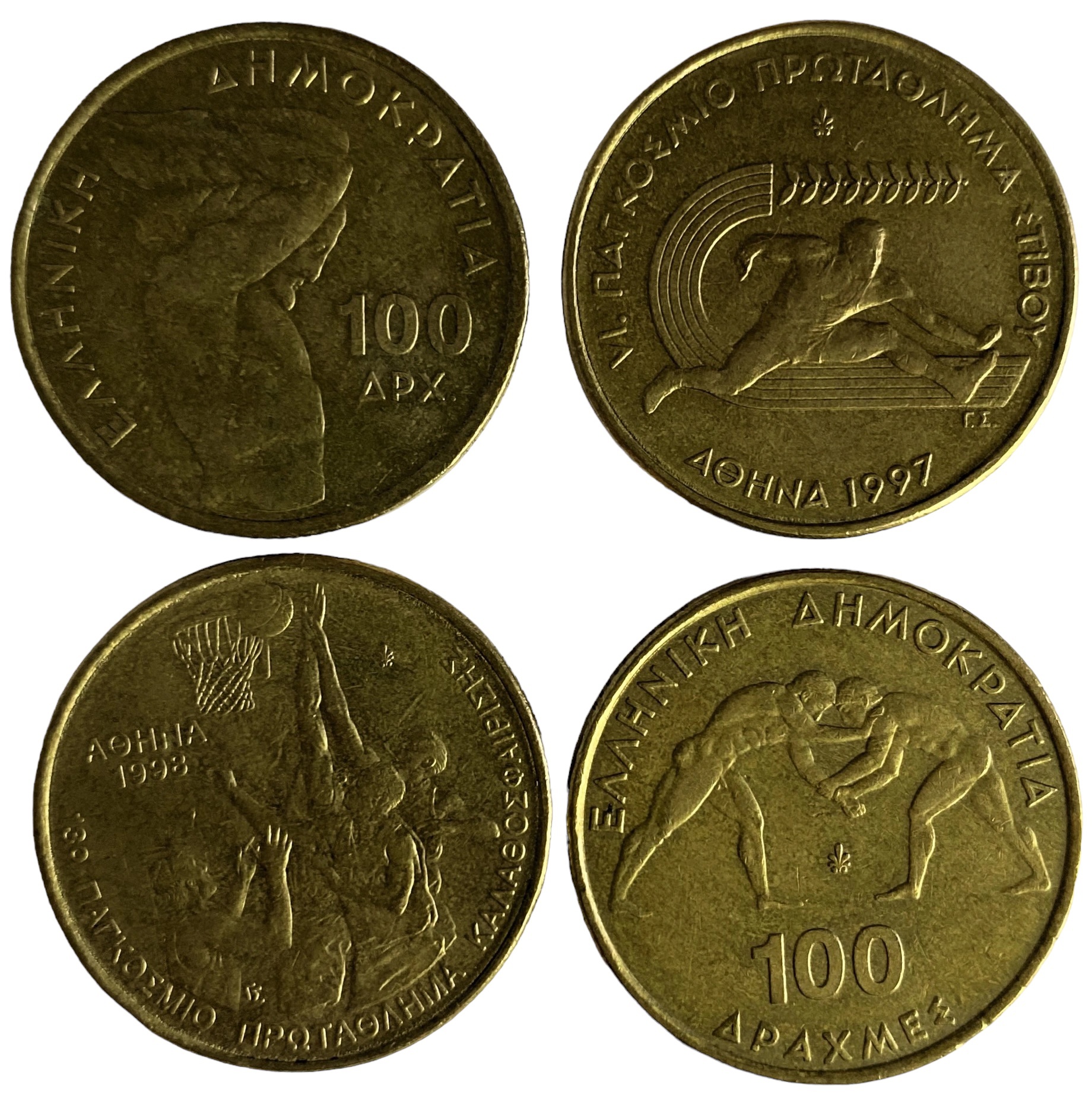 Иностранная монета Драхма чемпионат мира в Афинах набор 100 Драхм