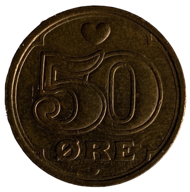 Иностранная монета 50 Оре Дания 2005 год