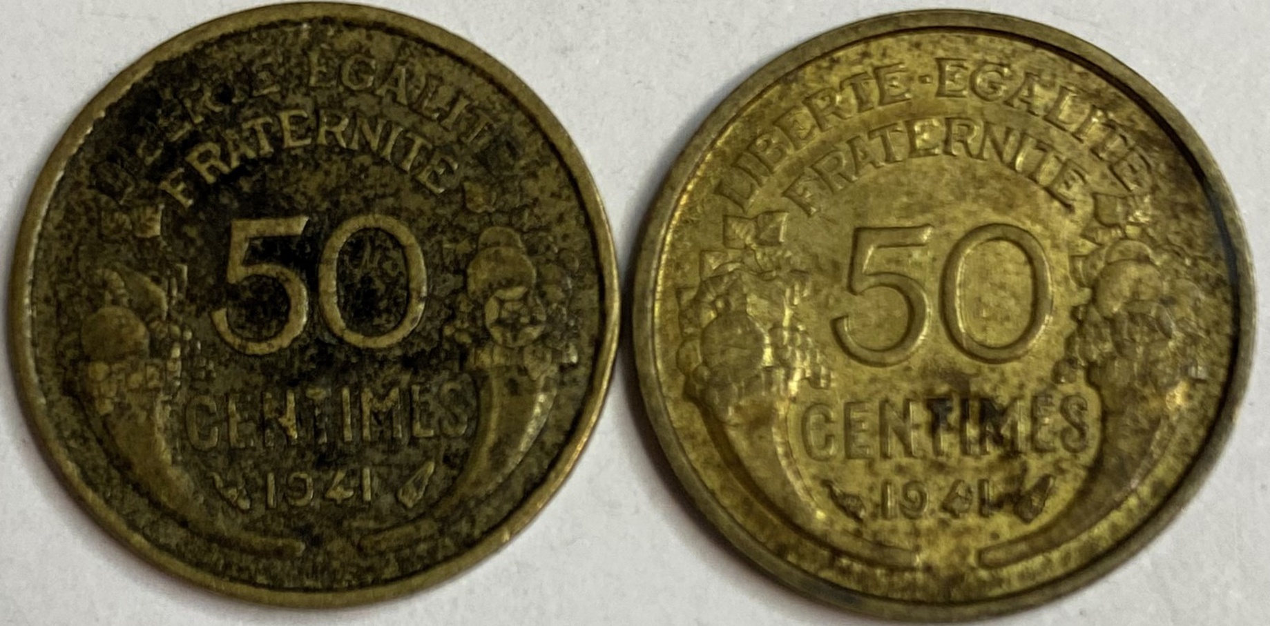 Иностранная монета 50 сантимов Франция 1941 год