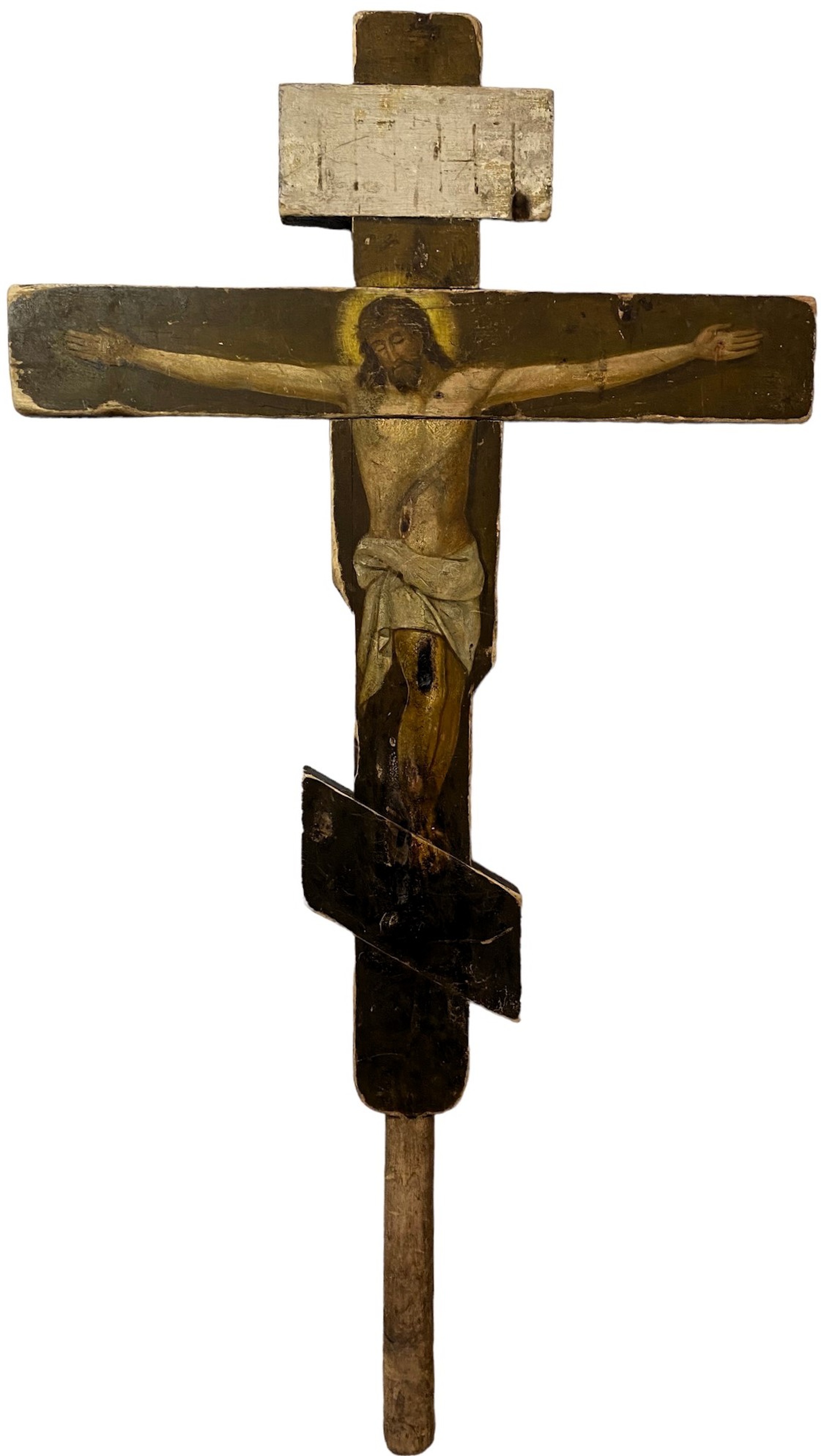 Крест распятие выносное храмовое с древком 19 век