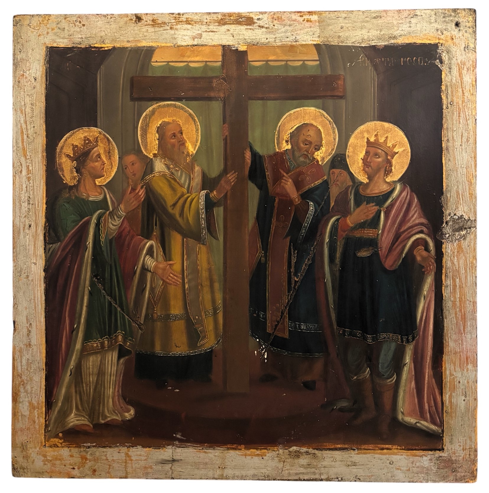 Старинная икона Воздвижение Честного и животворящего Креста Господня 19 век форматная