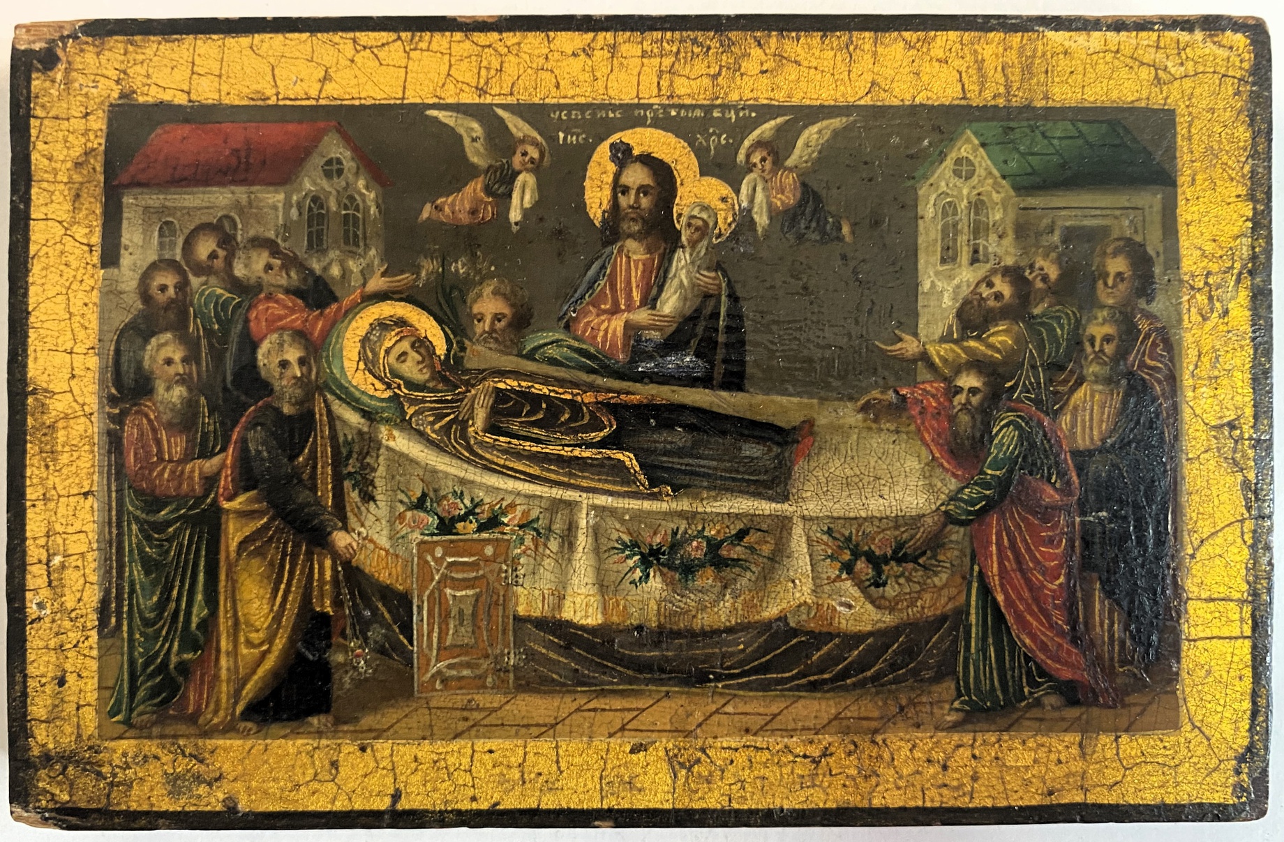 Икона паломническая Успение пресвятой Богородицы Палестина 19 век