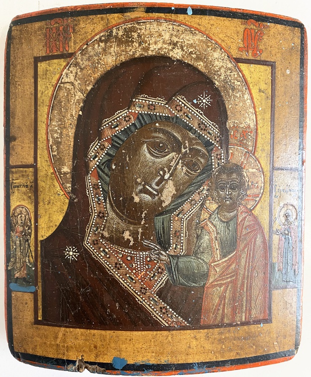 Антикварная старинная икона Казанская Пресвятая Богородица Невьянск 18 век