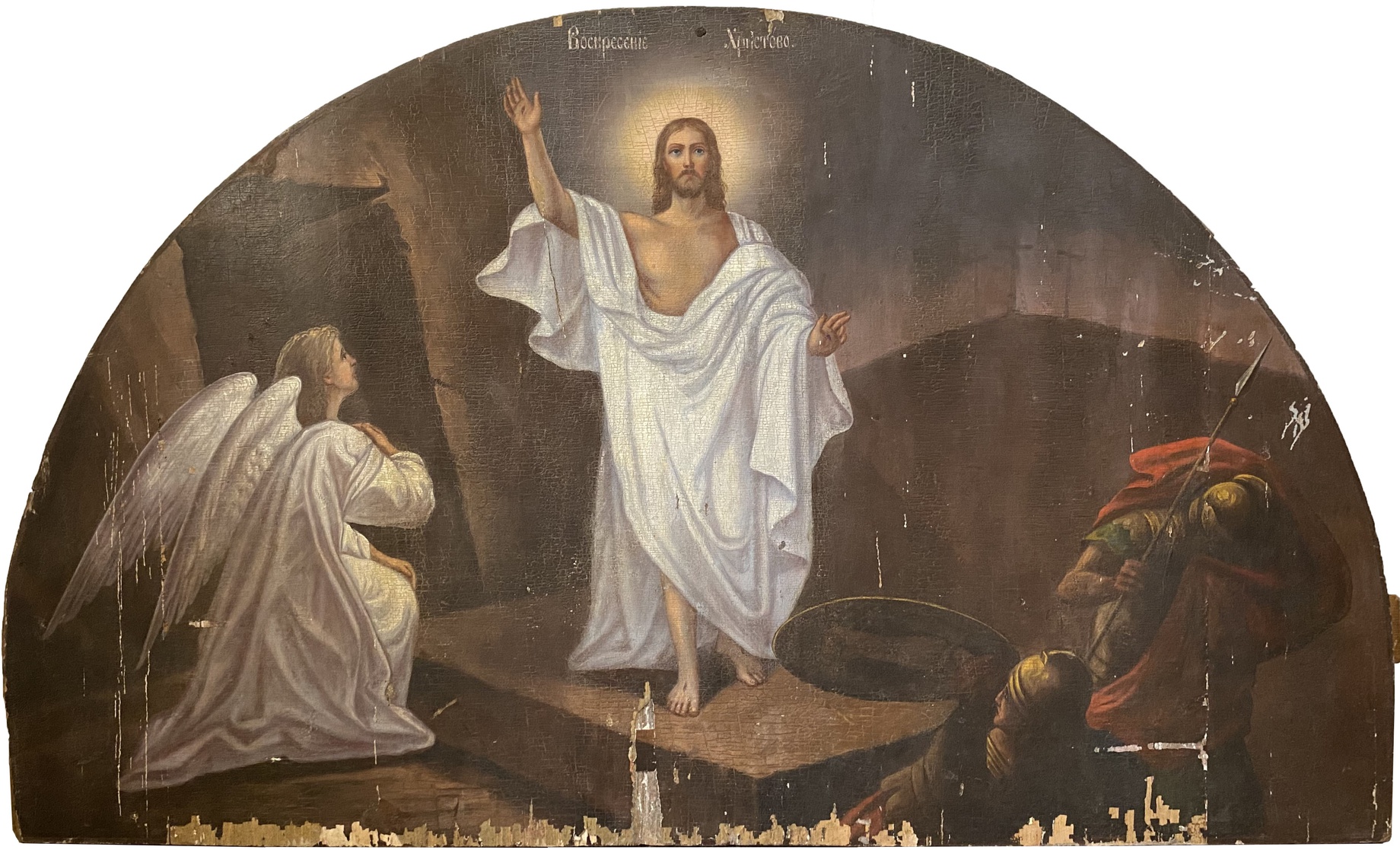 Храмовая икона Воскресение Христово 19 век 114*68 см