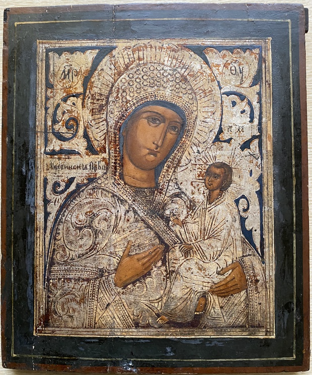 Антикварная Старинная икона Тихвинская Пресвятая Богородица 19 век Холуй - Владимирские Села