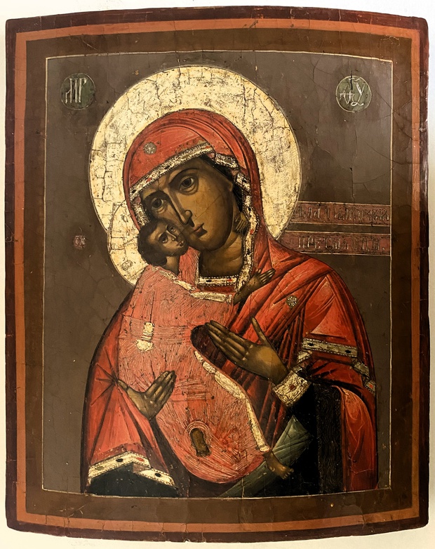 Икона Владимирская Пресвятая Богородица 19 век