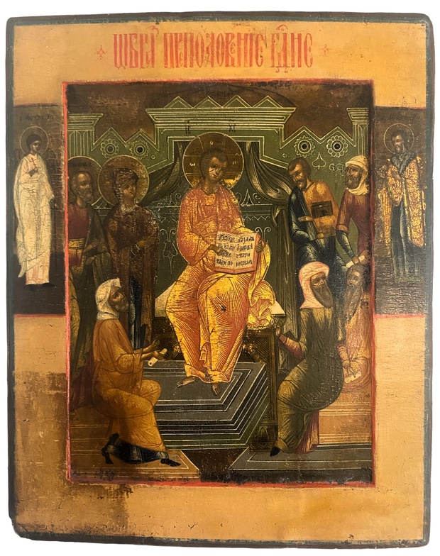 Старинная икона преполовение Господне середина 19 века