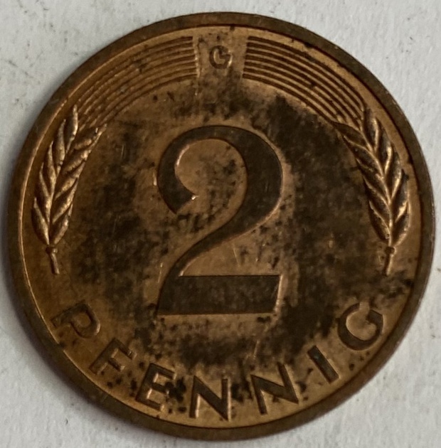 Иностранная монета 2 пфеннинг 1981 год Германия