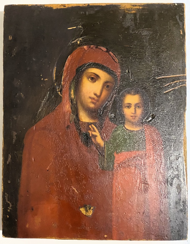 Икона Казанская Богородица письмо маслом 19 век