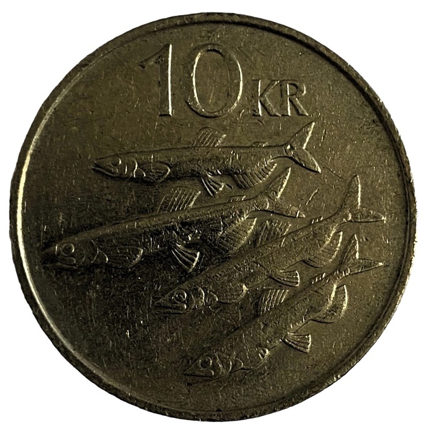 Иностранная монета 10 крон Исландия 1987 год