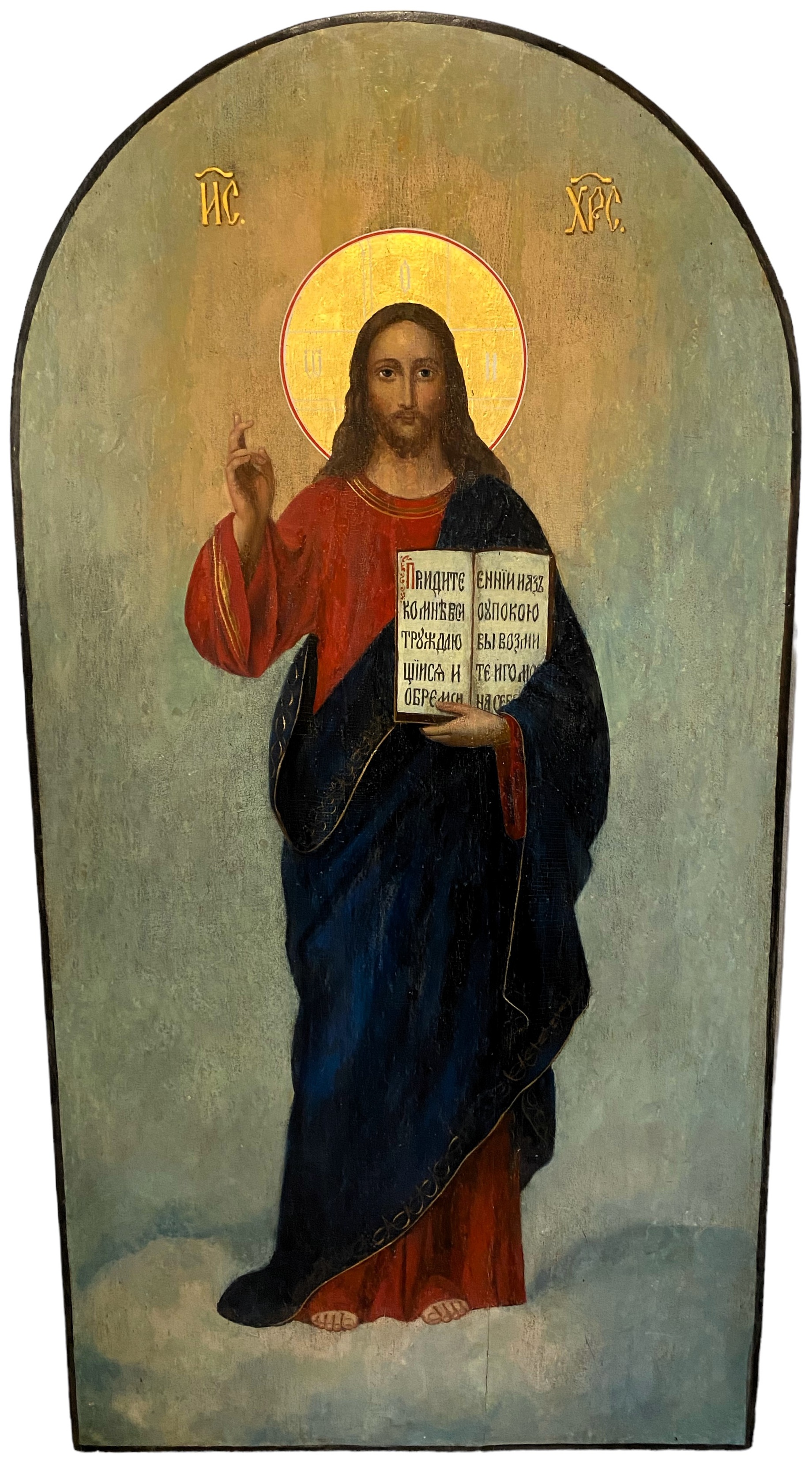 Старинная Храмовая икона Иисус Христос Господь Вседержитель 19 век