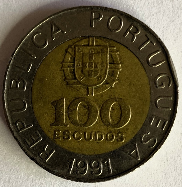 Монета Иностранная Португалия 100 Эскудо 1991 год