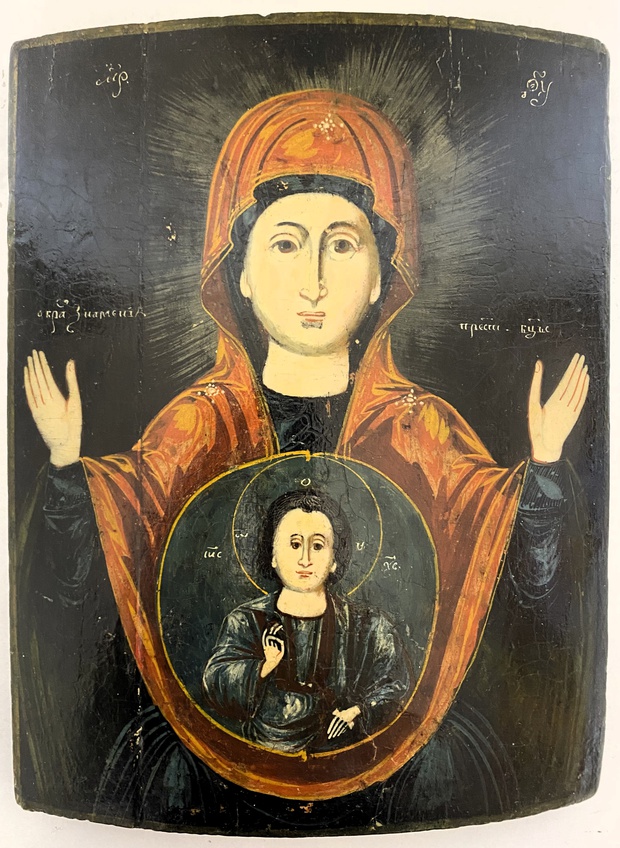 Икона Знамение Оранта ранний Холуй середина 19 века