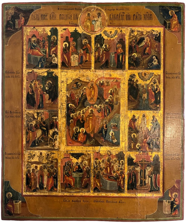 Икона Праздники Палех Воскресение Христово середина 19 века - 1851 год