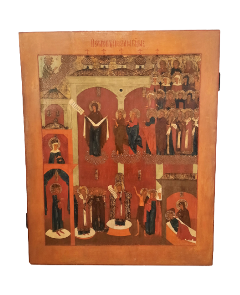 Антикварная Храмовая икона Покров Покрова Пресвятой Богородицы 17 век
